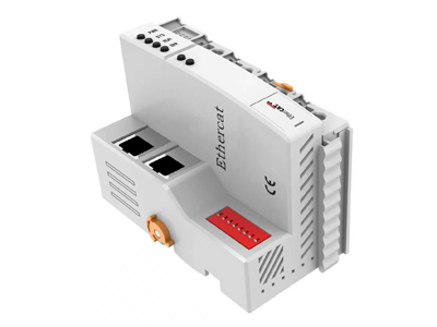Ethercat耦合器：EtherCAT（以太网控制自动化技术）是一个开放架构，以工业以太网为基础的现场总线系统，其名称的CAT 为控制自动化技术（Control Automation Technology）字首的缩写；内置2000mA电源，自用并给后续模块供电；组态简单，适配TwinCAT、Codesys、欧姆龙、Ethercat板卡等绝大部分EtherCAT主站；IN/OUT两路以太网总线接口，体积小巧。